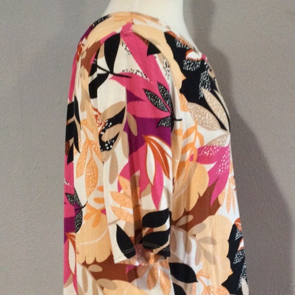 Apt 9 Multicolor Foliage Print Soft 3/4 Sleeve Tu… - image 5